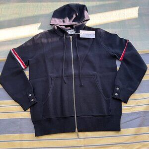 Thom Browne Hooded Knitted Zip-Up Cardigan